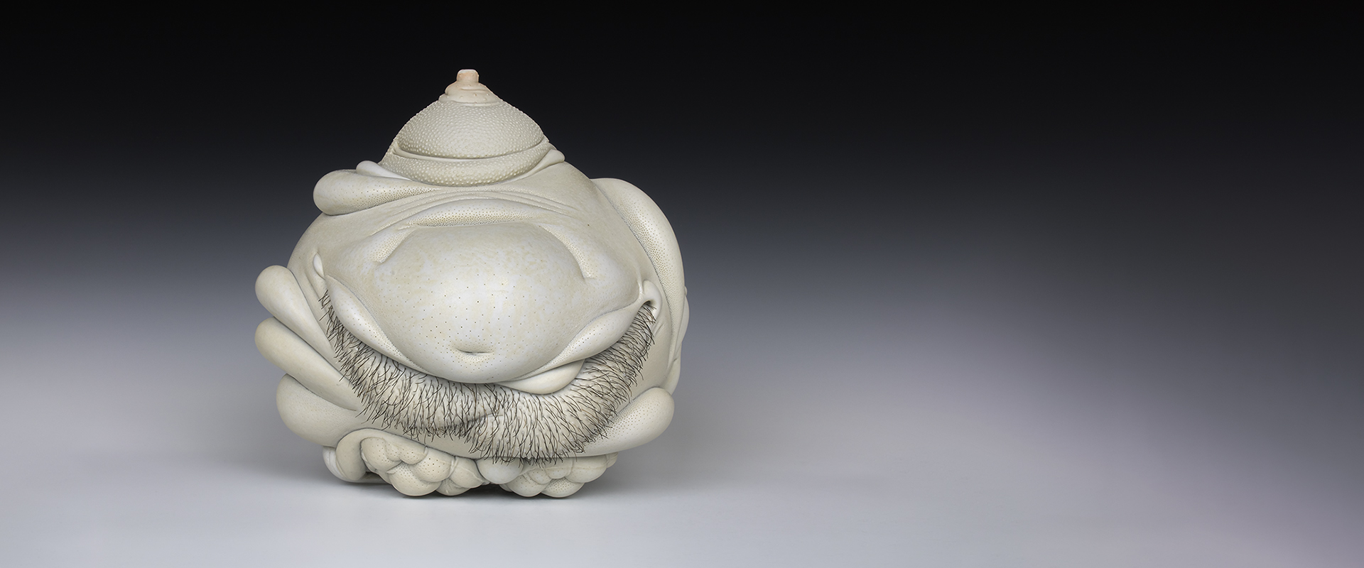 Jason Briggs "Royal". porcelain, hair, and mixed media sculpture ceramics.