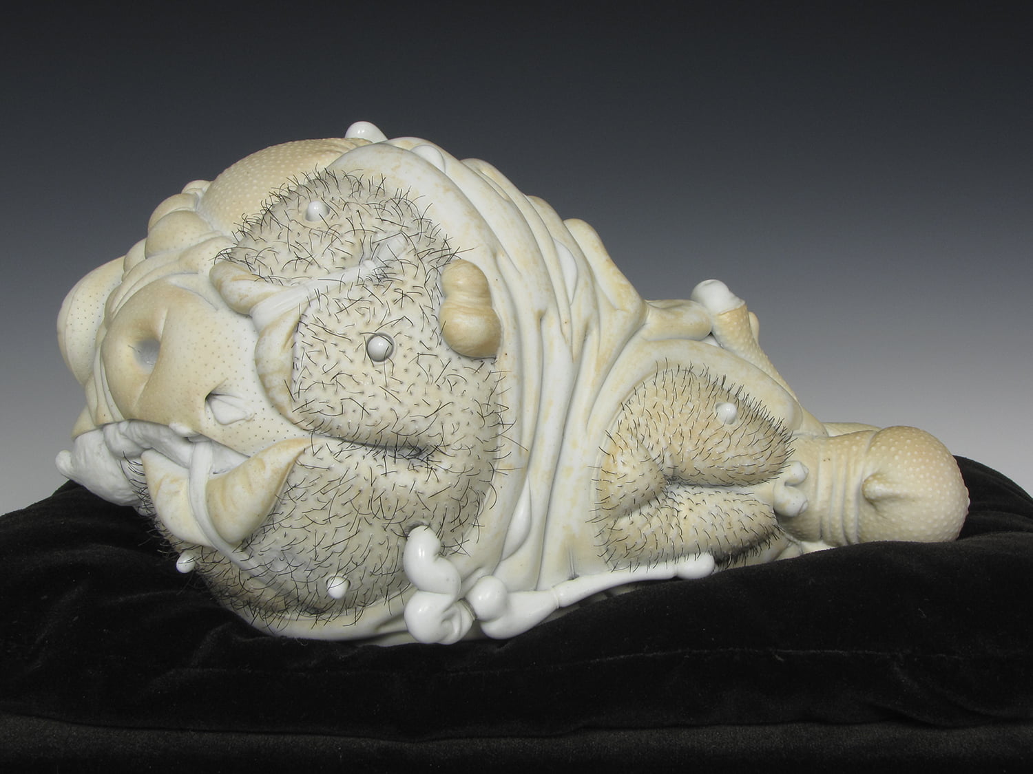 Jason Briggs "Blonde" (alternate view). Porcelain and mixed media sculptural ceramic art.