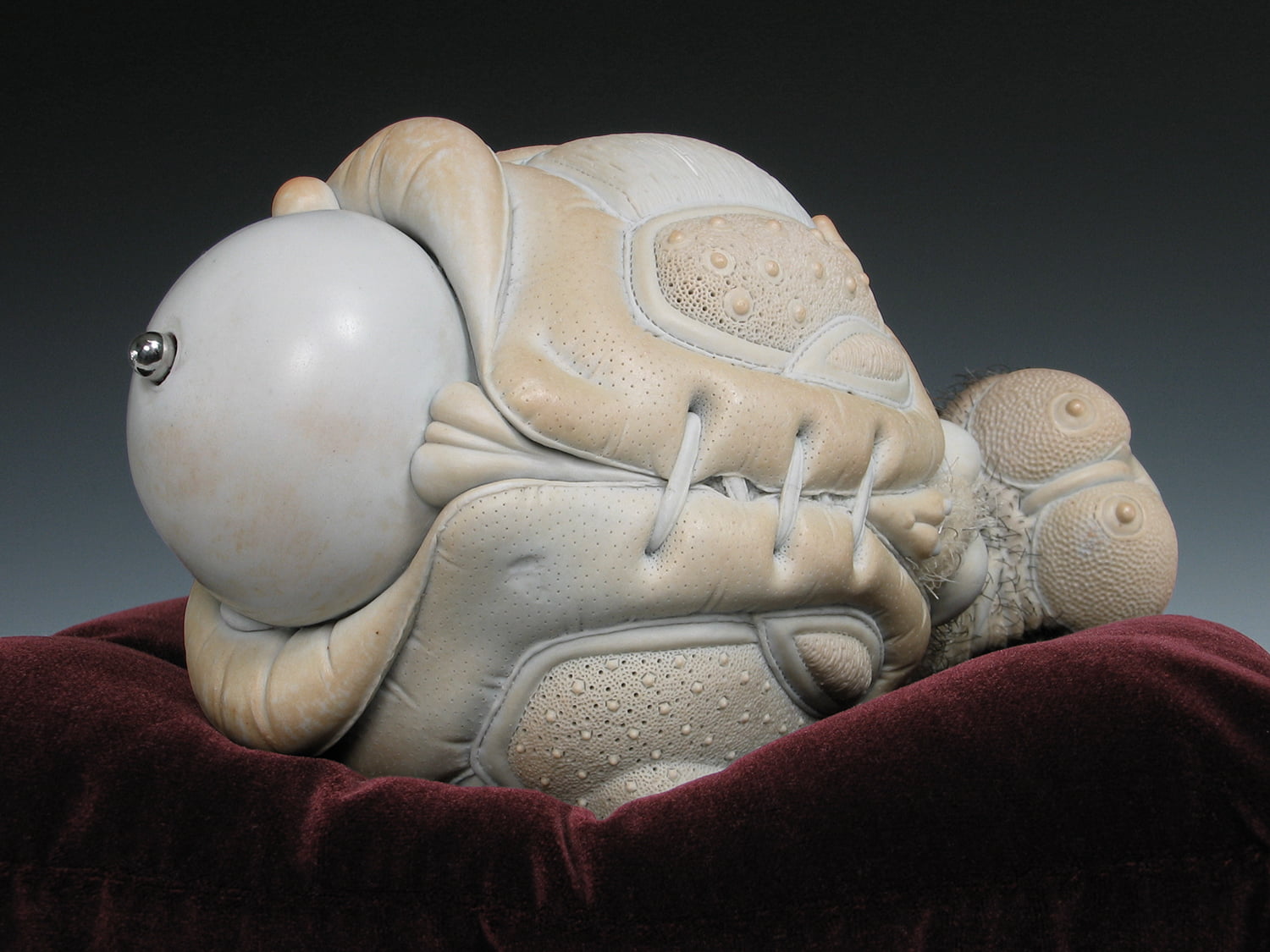Jason Briggs "Cherry" (alternate view). Porcelain, hair, and mixed media sculptural ceramic art.