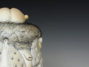Jason Briggs "Peach" (detail 2). Porcelain and mixed media sculptural ceramic art.