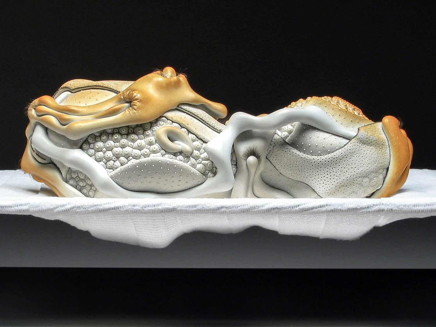 Jason Briggs "Rest". Porcelain, hair, and mixed media. Sculptural ceramic art object.