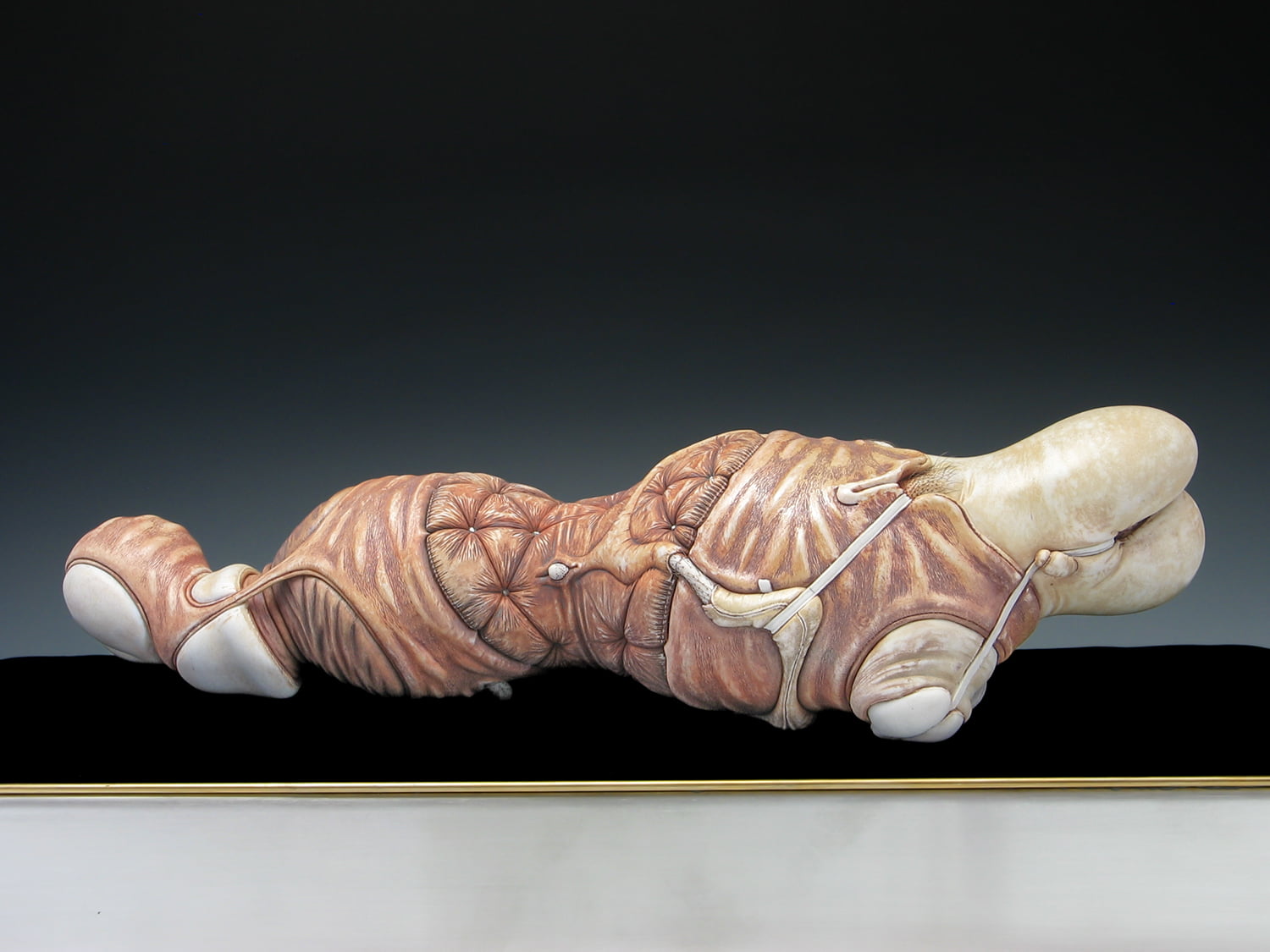 Jason Briggs "Stretch". Porcelain, hair, and mixed media. Sculptural ceramic art object.