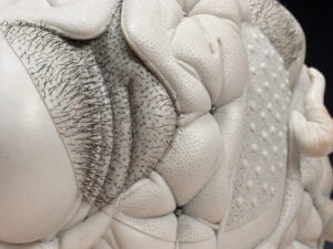 Jason Briggs "Venus" (detail 1). Porcelain, hair, and mixed media sculptural ceramic art.