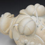 Jason Briggs "Olympia" (detail 1). porcelain, hair, and mixed media sculpture ceramics.