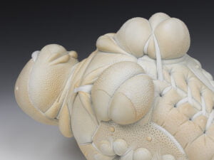 Jason Briggs "Olympia" (detail 1). porcelain, hair, and mixed media sculpture ceramics.