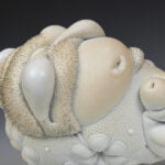 Jason Briggs "Olympia" (detail 4). porcelain, hair, and mixed media sculpture ceramics.