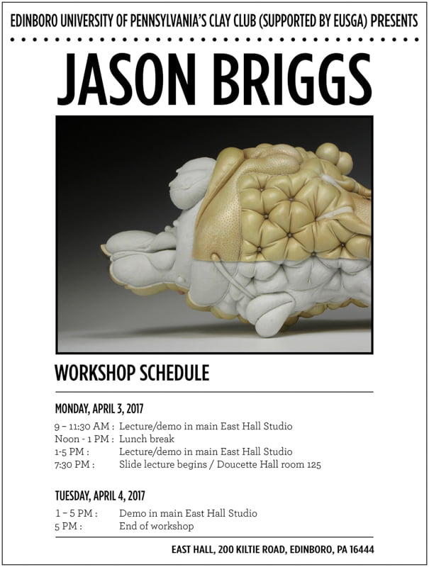 Jason Briggs ceramics workshop visiting artist Edinboro University of Pennsylvania