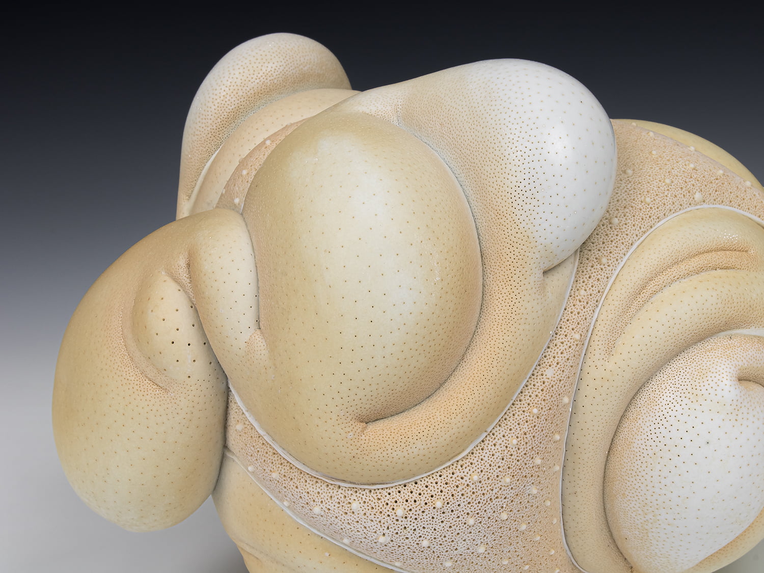 Jason Briggs "Misty" (detail 2). porcelain, hair, and mixed media sculpture ceramics.
