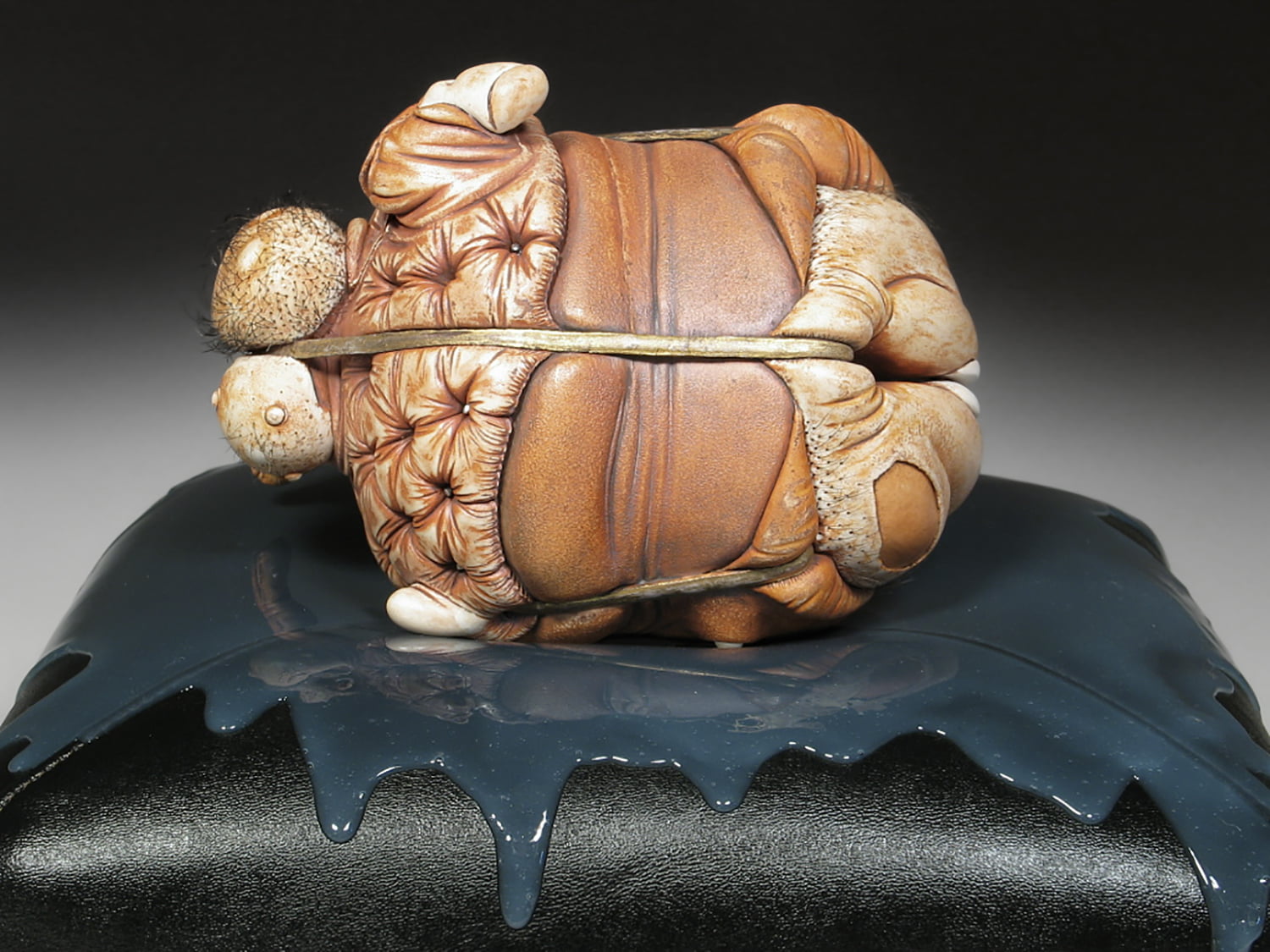 Jason Briggs "Nut" (alternate view). Porcelian, hair, and mixed media. Sculptural ceramic art object.