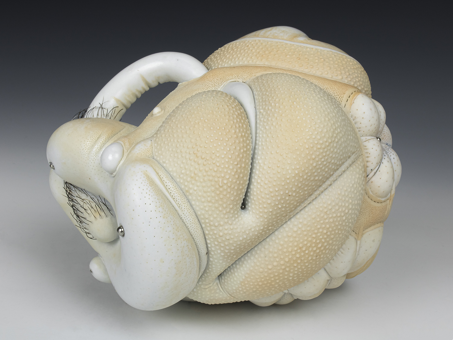 Jason Briggs "Tip" (alternate view 2). porcelain, hair, and mixed media sculpture ceramics.