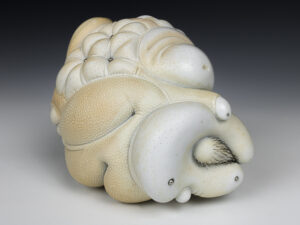Jason Briggs "Tip" (alternate view 3). porcelain, hair, and mixed media sculpture ceramics.