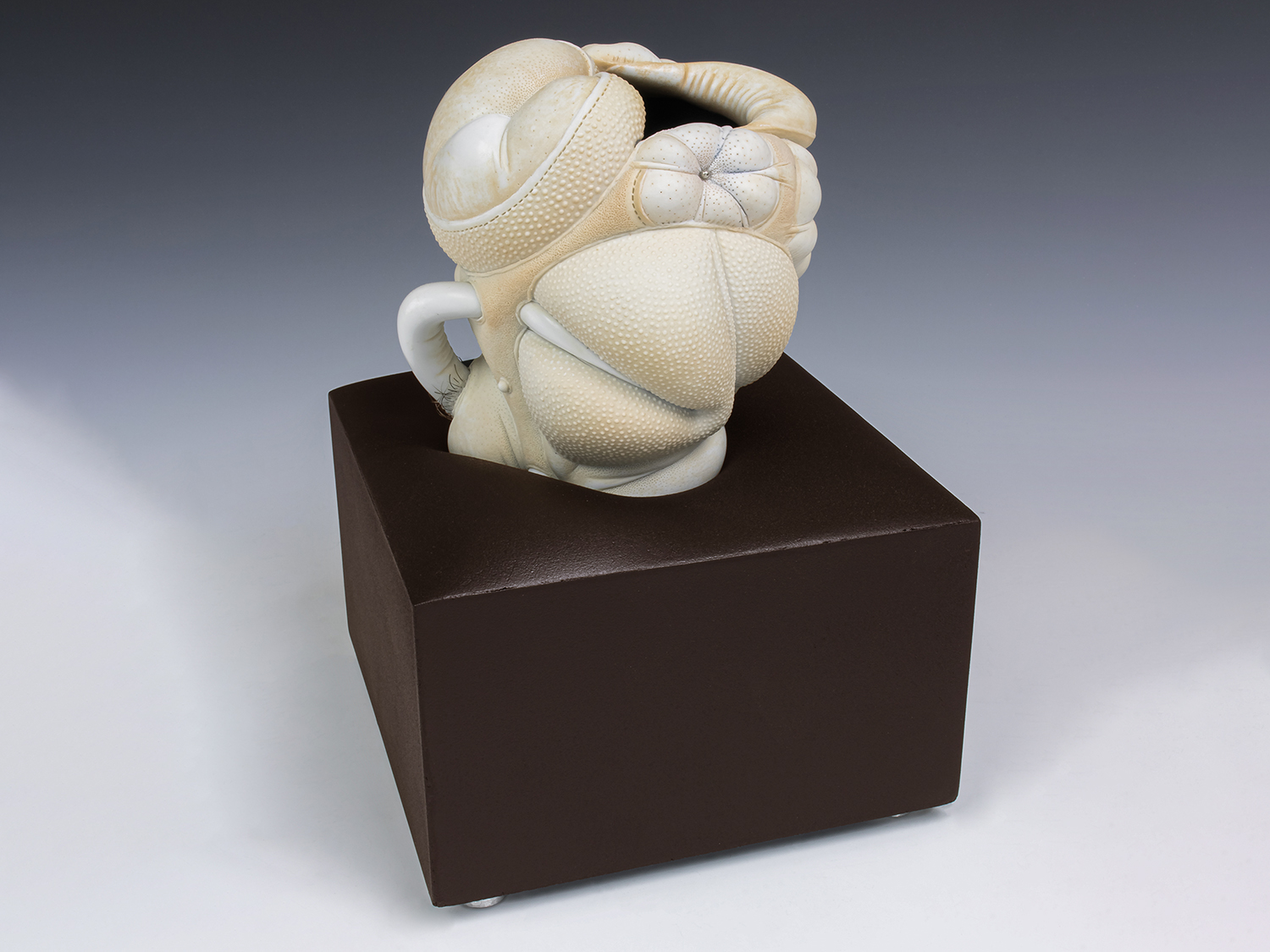 Jason Briggs "Tip" (full view). porcelain, hair, and mixed media sculpture ceramics.
