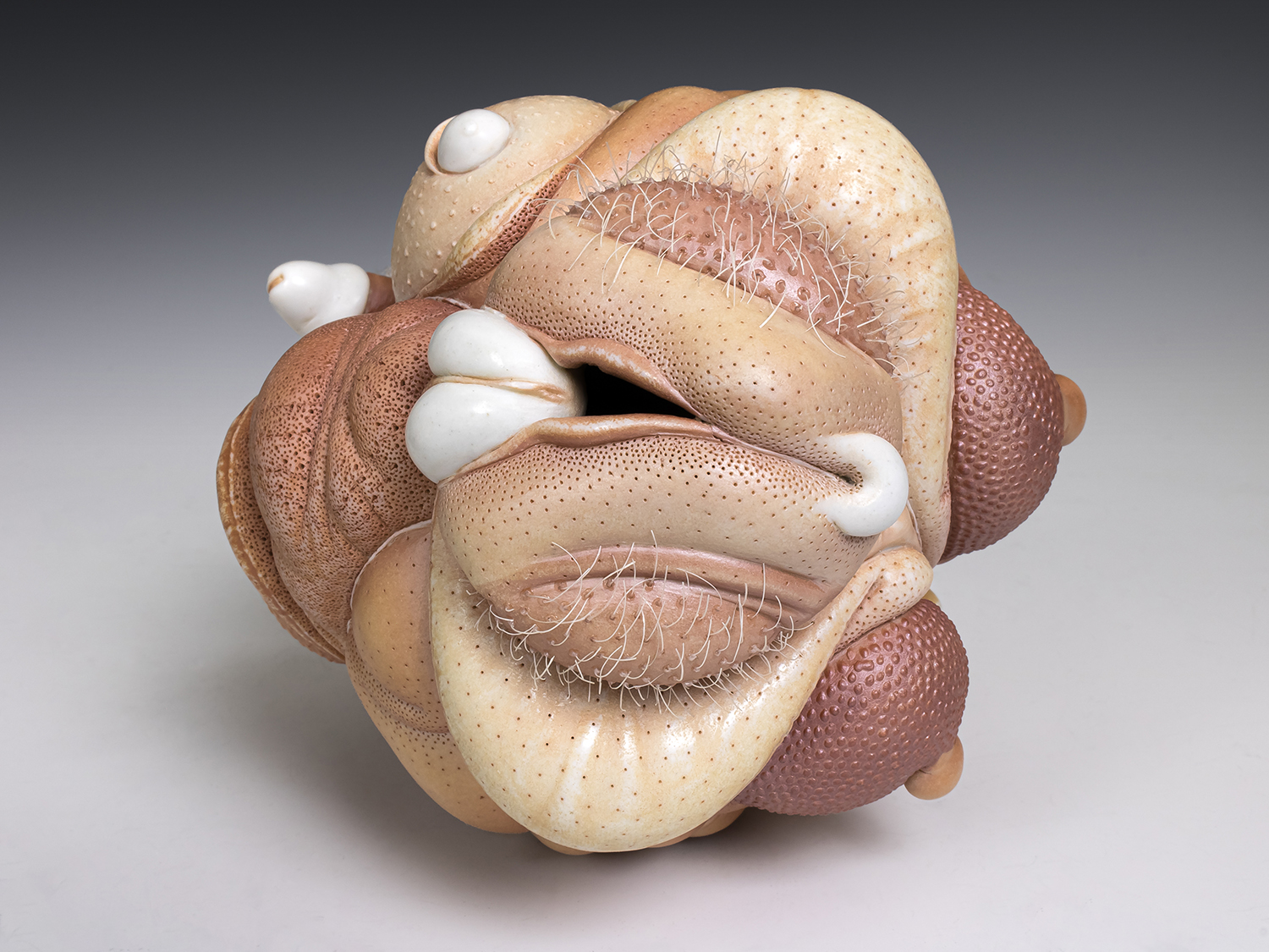 Jason Briggs "Olympia" (detail 5). porcelain, hair, and mixed media sculpture ceramics.