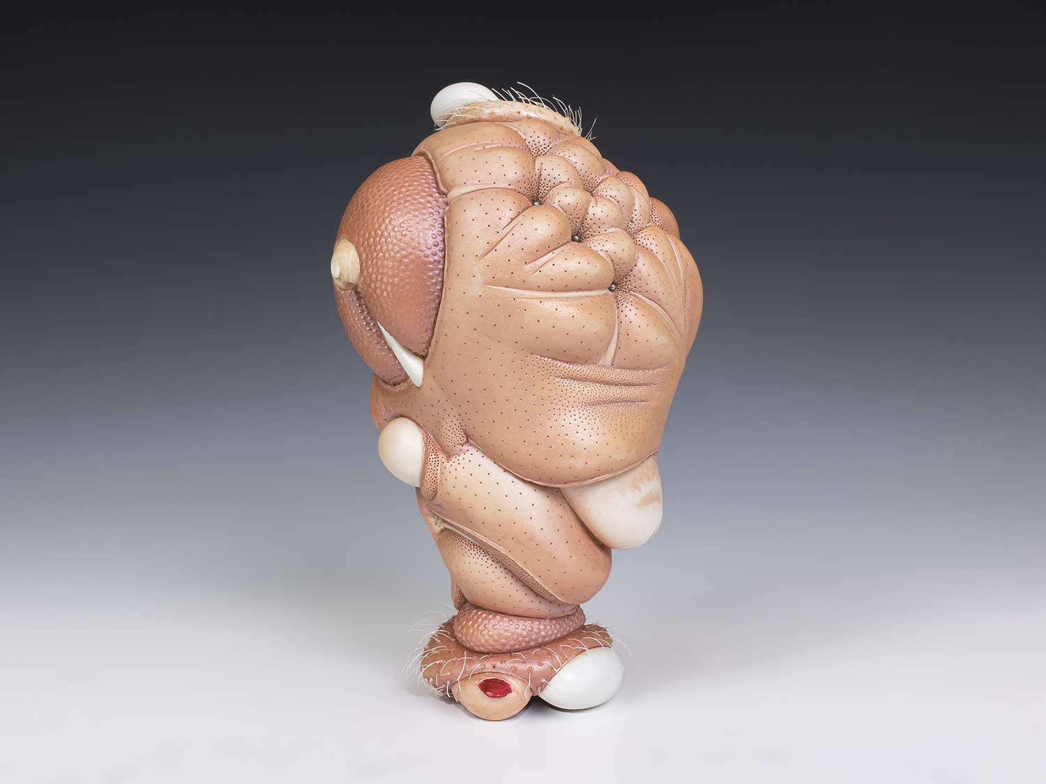 Jason Briggs "Dandy" (alternate view 2). porcelain, hair, and mixed media sculpture ceramics.