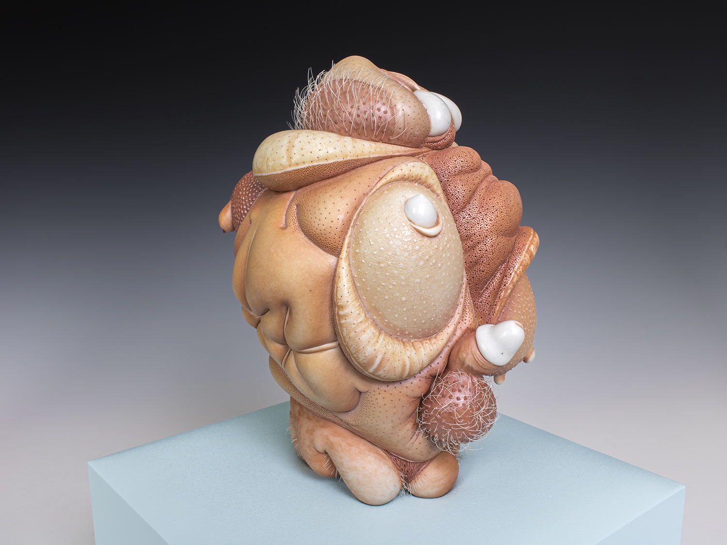 Jason Briggs "Roxie" (alternate view 3). porcelain, hair, nail polish, and mixed media sculpture ceramics.