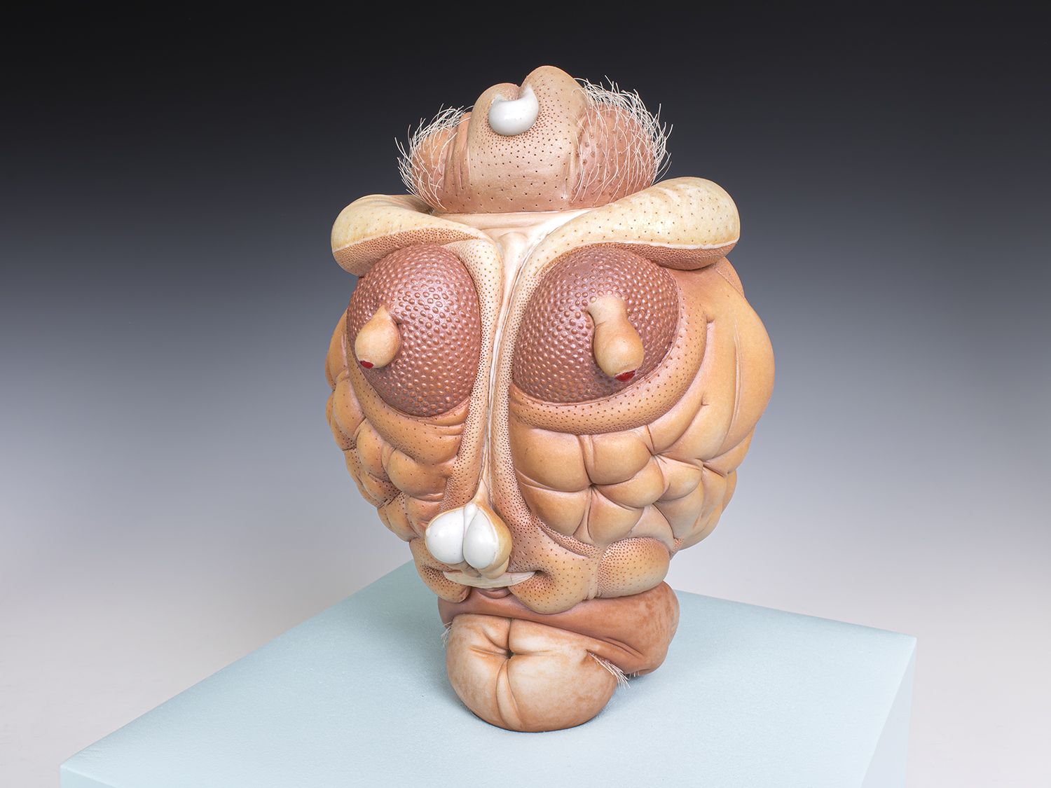 Jason Briggs "Roxie" (alternate view 1). porcelain, hair, nail polish, and mixed media sculpture ceramics.
