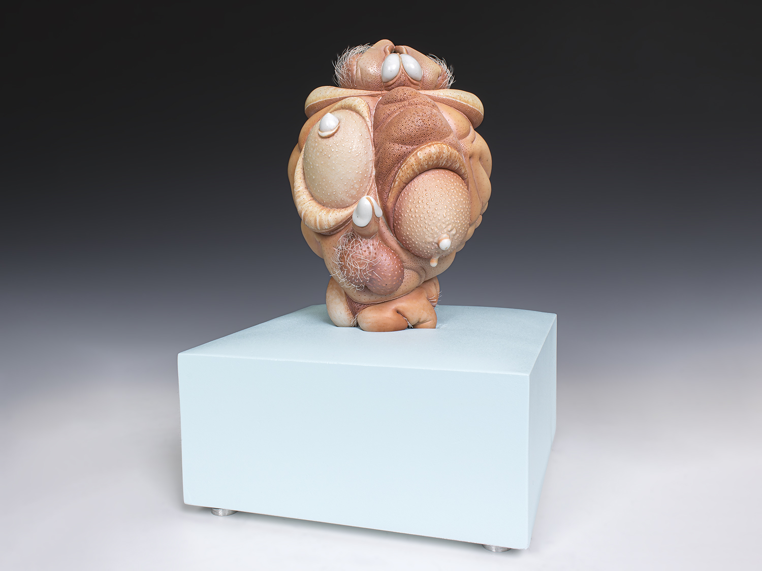 Jason Briggs "Roxie" (full view). porcelain, hair, nail polish, and mixed media sculpture ceramics.