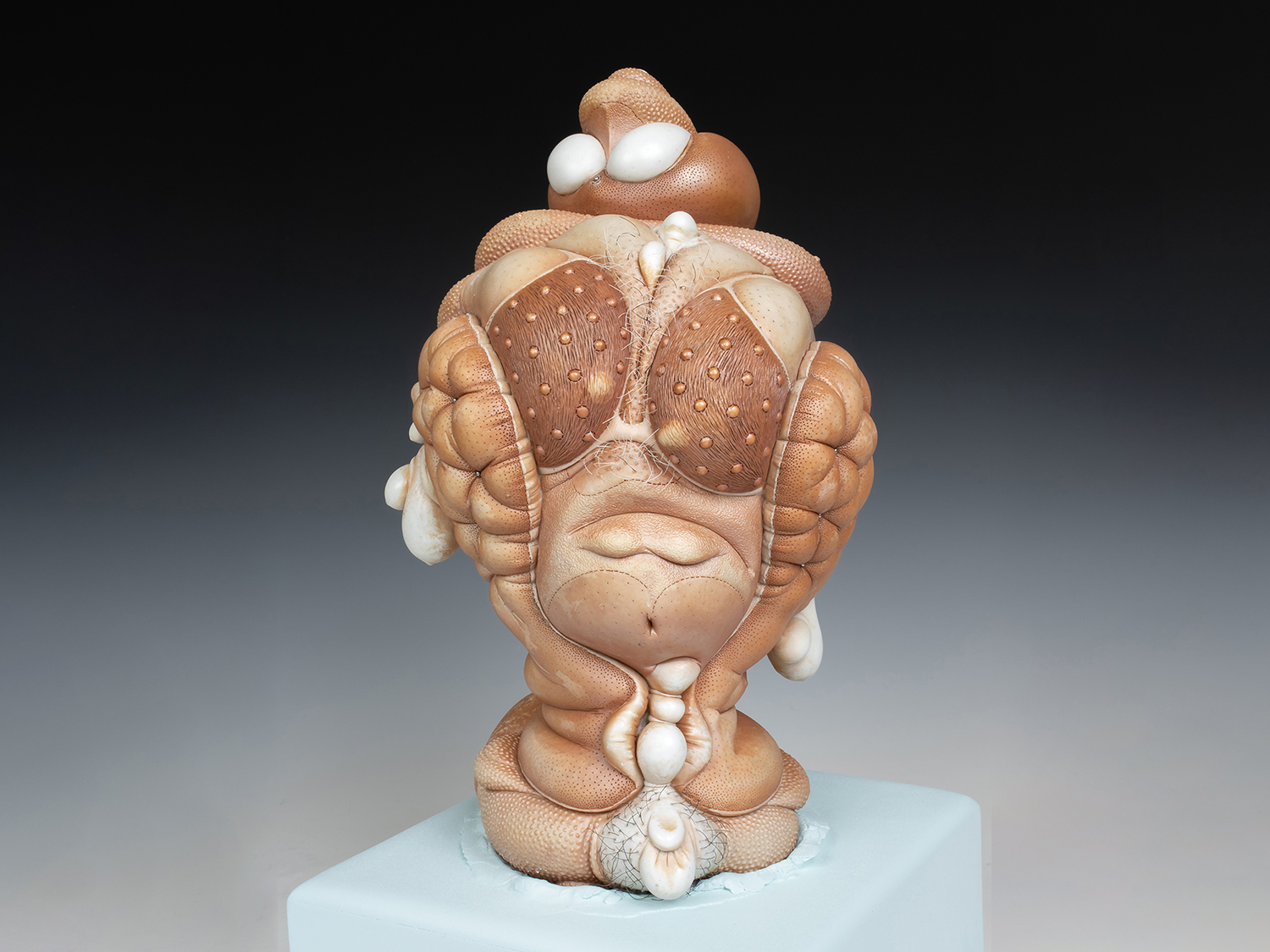 Jason Briggs "Florence" (full view). porcelain, hair, nail polish, and mixed media sculpture ceramics.
