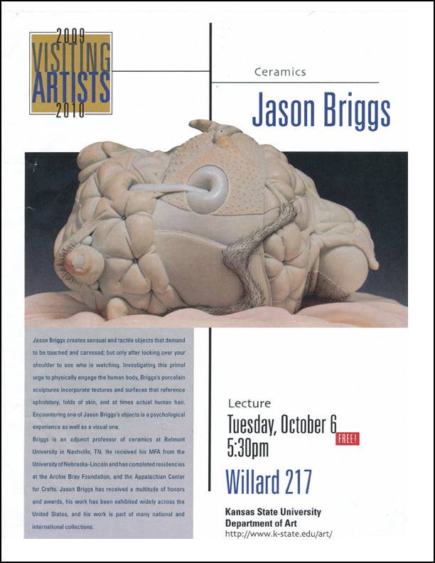 Jason Briggs ceramics workshop visiting artist Kansas State University